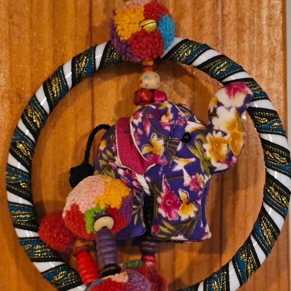 Hmong Boho Elephant pom pom dreamcatcher - Picture 7 of 7